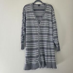 Torrid Gray Striped Long Cardigan